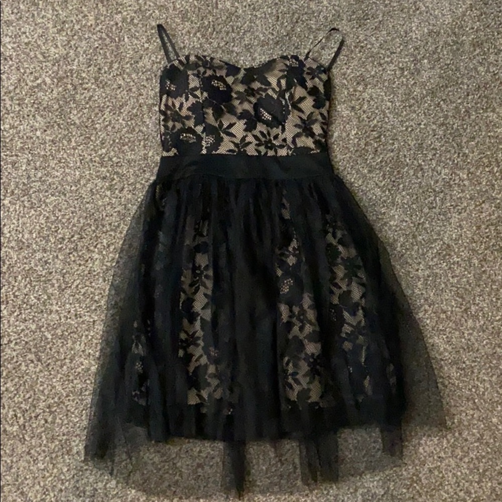 Black and Tan floral homecoming dress
